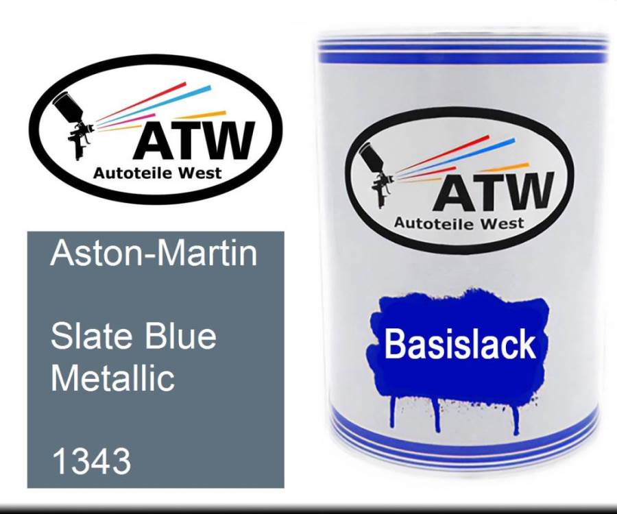 Aston-Martin, Slate Blue Metallic, 1343: 500ml Lackdose, von ATW Autoteile West.